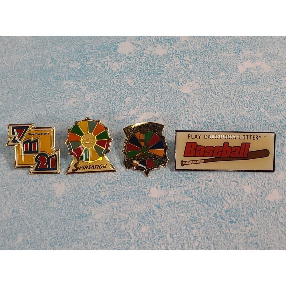 California Lottery Vintage 90s Lapel Hat‎ Pins Lot Of 4